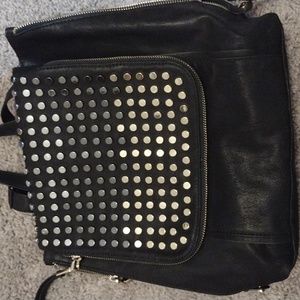 Spectacular black and gold INC faux leather backpack purse!